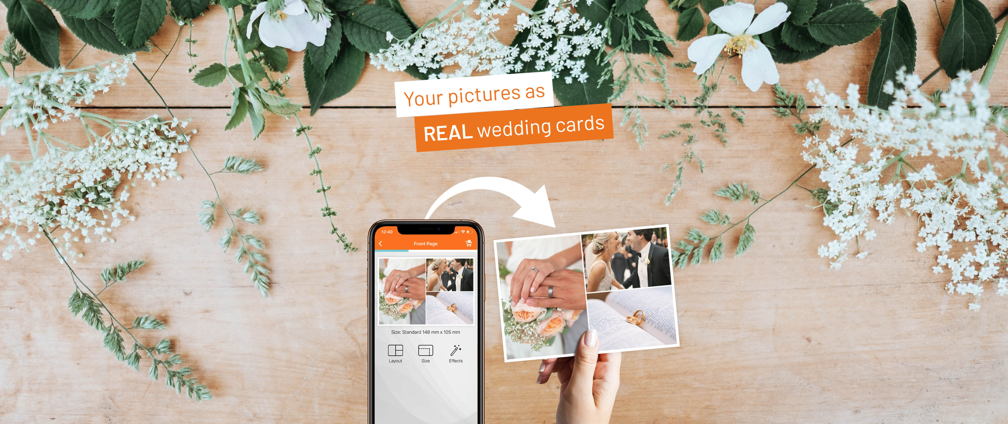 Create your own wedding cards with the Postando postcard app